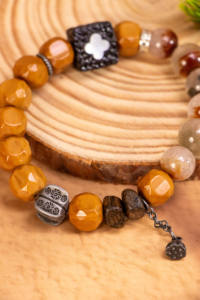 Bracelets en perles de cristal jaune naturel, charme en pierre précieuse, couleur fantôme olive argentée classique pour un cadeau d'anniversaire ou de fiançailles - Product Image 3