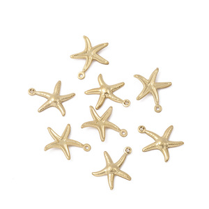 Pendentif Étoile de Mer en Acier Inoxydable Or Argent Creux Double Face Gaufré Composants de Bijoux DIY 20mm - Product Image 4
