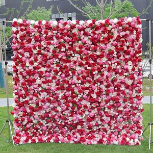 Rollo de fondo floral para pared con rosas artificiales rojas para decoración de bodas, San Valentín o eventos de Año Nuevo - Product Image 6