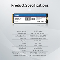 SSD M.2 SATA Internal Industri 2TB 2280 Kecepatan Tinggi 543MB/s Baca