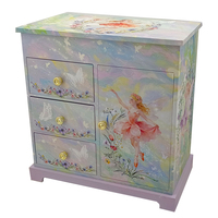 Boîte à bijoux musicale Jakos Fairy Design avec tiroirs et porte - pour un cadeau pour l'anniversaire des filles, Noël et les fêtes