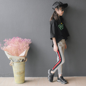 Shopping Clothes Huzhou T-shirt and Striped Leggings Neoprene Slimming <b>Pant</b> Shirt Color Combination Clothing Set - Product Image 4