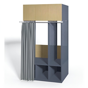 Armoire simple pour chambre d'hôtel ou d'hébergement, en acier forgé et bois, <span class=keywords><strong>avec</strong></span> tringle à vêtements et <span class=keywords><strong>rideau</strong></span> - Product Image 5