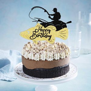 Take Topper pesca pescatore decorazioni per festa di compleanno all'aperto torta di pesca Happy Birthday Topper per ragazzo uomo - Product Image 4