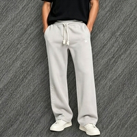 Pantalon de survêtement gris clair brodé d'étoiles pour homme, molleton épais 400 GSM, coupe large et oversize, style jogging