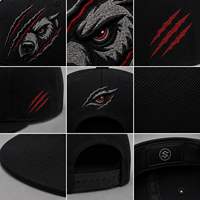 Gorra Snapback de Lujo con Logo de Oso Agresivo, Estilo Urbano, Visera Plana, Deportiva, Bordada, Tejido Común, Unisex, Personalizada OEM