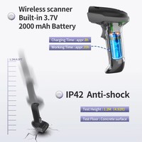 Lecteur de codes-barres sans fil 2D avec support USB, détection automatique, lecteur de codes QR portable pour la logistique, les supermarchés et la gestion des stocks