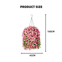 Panier de fleurs suspendu en soie coloré Morning Glory Paniers suspendus avec fleurs artificielles pour décor de porche extérieur