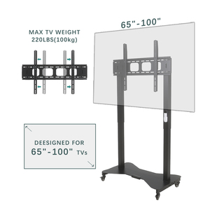 Soporte de <span class=keywords><strong>TV</strong></span> de Acero SPCC <span class=keywords><strong>para</strong></span> Televisores de 65-100 Pulgadas, Capacidad de Carga de 100 kg, Altura Ajustable, Carro de <span class=keywords><strong>TV</strong></span> Móvil - Product Image 3