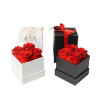 Ewige Blumenrosen-Geschenkbox, vier quadratische Boxen, hochwertiges DIY-Geschenk zum Geburtstag, Valentinstag, Großhandel