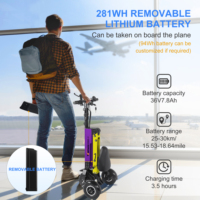 Trottinette électrique pliable TopMate ES33 en alliage d'aluminium léger à 3 roues, batterie 36V 7.8AH, fonction marche arrière, étanche, avec clé