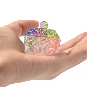 KADS 6 pièces, coupelles hexagonales en verre iridescent coloré avec couvercle pour poudre acrylique liquide, pour salon de manucure et outils de manucure DIY - Product Image 2