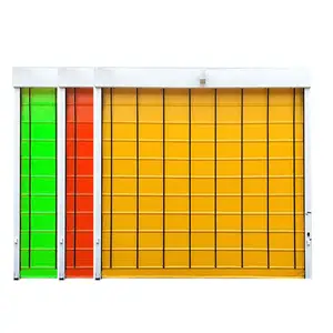 Industrial high performance lifting up large size windproof pvc folding door rapid stacking belt door for warehouse with radar