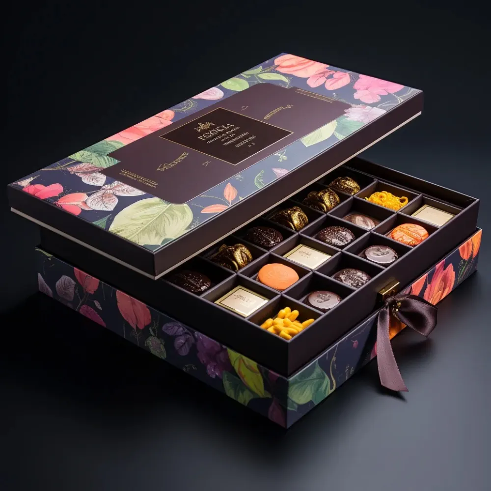 Scatola regalo di cioccolato di lusso cinese nuovo anno natale doppio strato scatola di caramelle in cavità