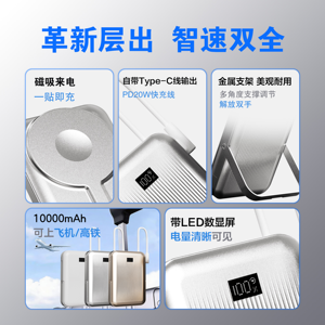 Multi Function Magnetic Suction External Battery Pack PD Fast Charging Portable <b>Charger</b> with Built In <b>Type</b> <b>C</b> <b>Cable</b> Foldable - Product Image 5