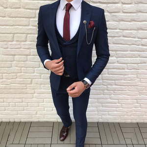 Abito blu Navy in tre pezzi da <span class=keywords><strong>uomo</strong></span> del commercio estero europeo e americano <span class=keywords><strong>vestito</strong></span> Slim taglie forti <span class=keywords><strong>vestito</strong></span> da ballo per banchetti da <span class=keywords><strong>uomo</strong></span> migliore - Product Image 4