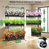 Système hydroponique en tour, 90 pods, jardin vertical, 2 modes d'éclairage, lumière de croissance, circulation d'eau automatique, 40L, alimenté par batterie, herbes d'intérieur