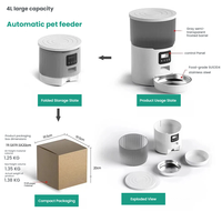 Distributeur automatique de nourriture pour animaux de compagnie 4L en plastique transparent OEM avec affichage LCD de l'heure et logo personnalisé pour chats et chiens - Vente en gros