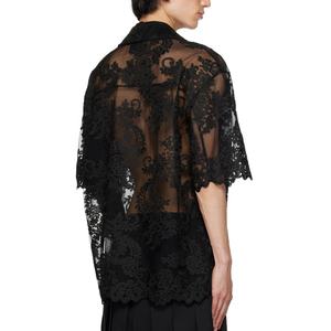 Di alta qualità estate uomini Casual lusso <span class=keywords><strong>Tulle</strong></span> e pizzo camicia produttore su maniche corte camicie nere trasparenti per gli uomini - Product Image 3