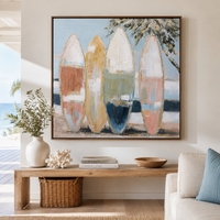 Nouvelle peinture sur toile peinte à la main, style océan côtier, design rame, peinture acrylique colorée, tableaux muraux pour la décoration du salon