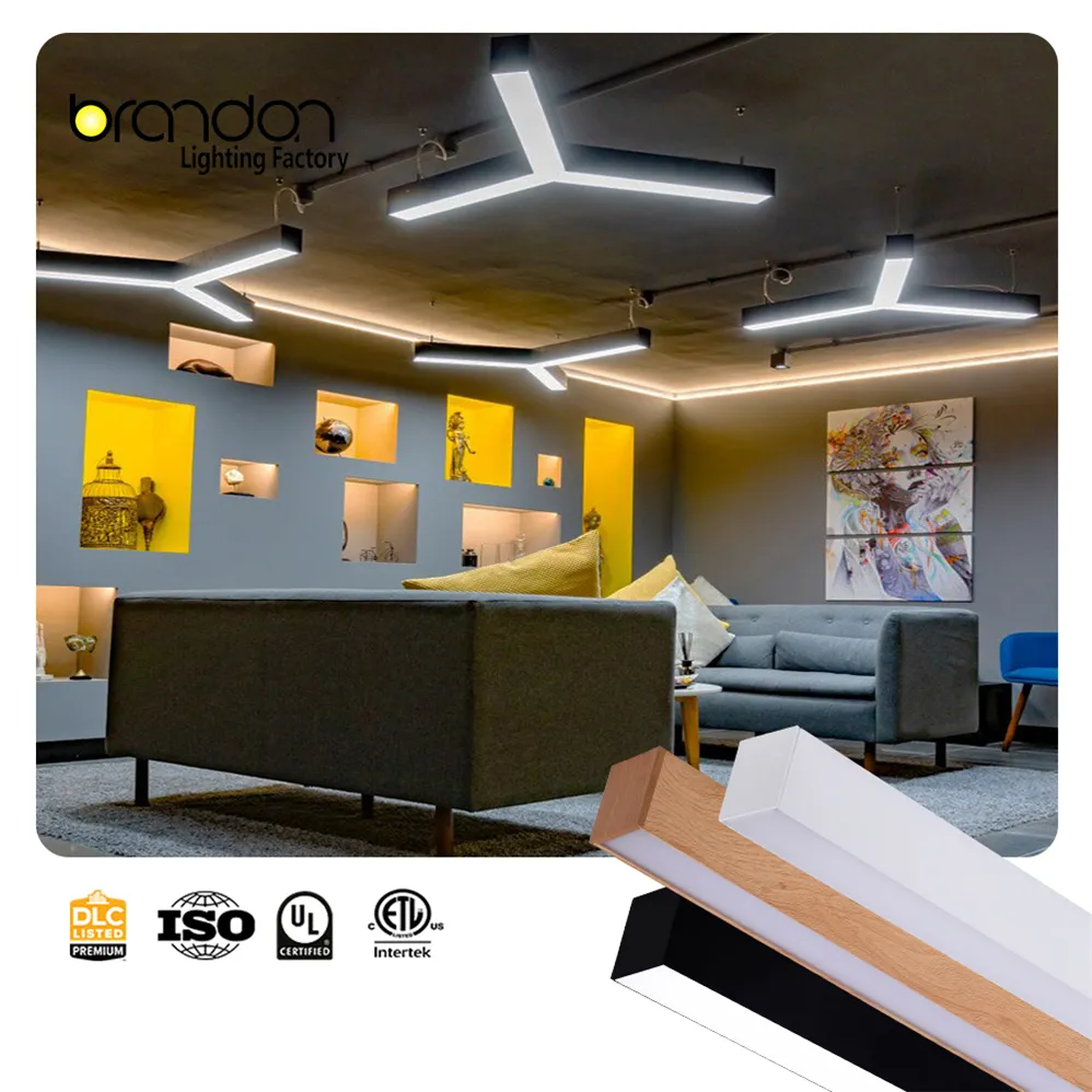 Lampu Interior Led Bar cahaya Linear Suspensi Modern bersertifikasi Ul lampu Linear komersial Brandon untuk rumah