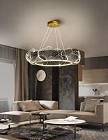 Lustre de salle à manger en fer blanc en forme de feuille de lotus créatif du designer, haute luminosité, villa de luxe, hôtel, acrylique LED