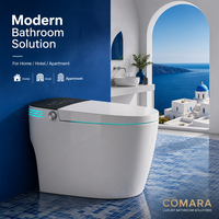 WC intelligent sans réservoir avec bidet intégré, siège en céramique monobloc, chasse d'eau automatique, siège chauffant, eau chaude, séchage, température réglable, télécommande