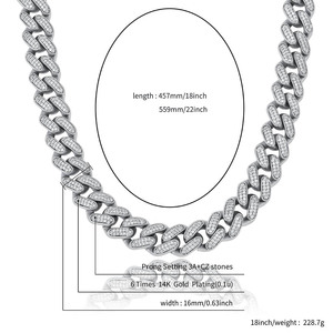 European American <b>Cross</b>-border for 16MM Copper Zircon <b>Chain</b> Personalized Hip-hop Necklace Unisex Stylish Electroplated - Product Image 4