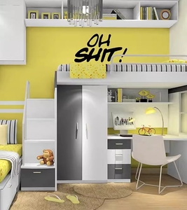 Giường tầng trẻ em màu hồng bán chạy, bộ nội thất gỗ cho phòng ngủ trẻ em với bàn học và bàn làm việc - Product Image 5