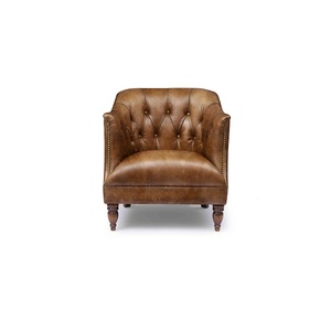 Sillón de Madera con Tapicería de Cuero, Construcción Duradera, Acolchado Suave y Cómodo, Silla Clásica Atemporal para Sala de Estar - Product Image 4