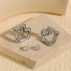 Pendientes de Labio con Forma Irregular, Chapados en Oro de 18k, Acero Inoxidable, Joyería de Moda para Mujer EH459 - Product Image 2