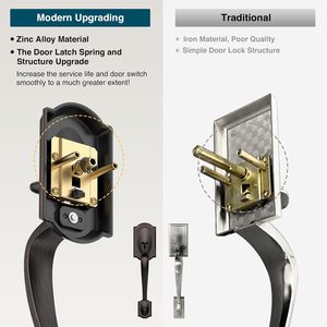 Manija de Puerta Delantera Calzibeno, Bronce Envejecido, Diseño Tradicional de Zinc, Fácil Instalación, Reversible, para Puerta de Entrada - Product Image 3