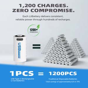 CITICITY แบตเตอรี่ลิเธียมไอออนทรงกระบอก 16340 CR123A ชาร์จผ่าน USB ได้ แพ็ค 4 ก้อน 3V 2590mWh 1200+ รอบการใช้งาน LiNiMnCoO2 - Product Image 5