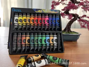 Tinta acrílica conjunto de 24 cores arte pintura tubos pequenos pintados à mão tinta acrílica impermeável não desbotada atacado