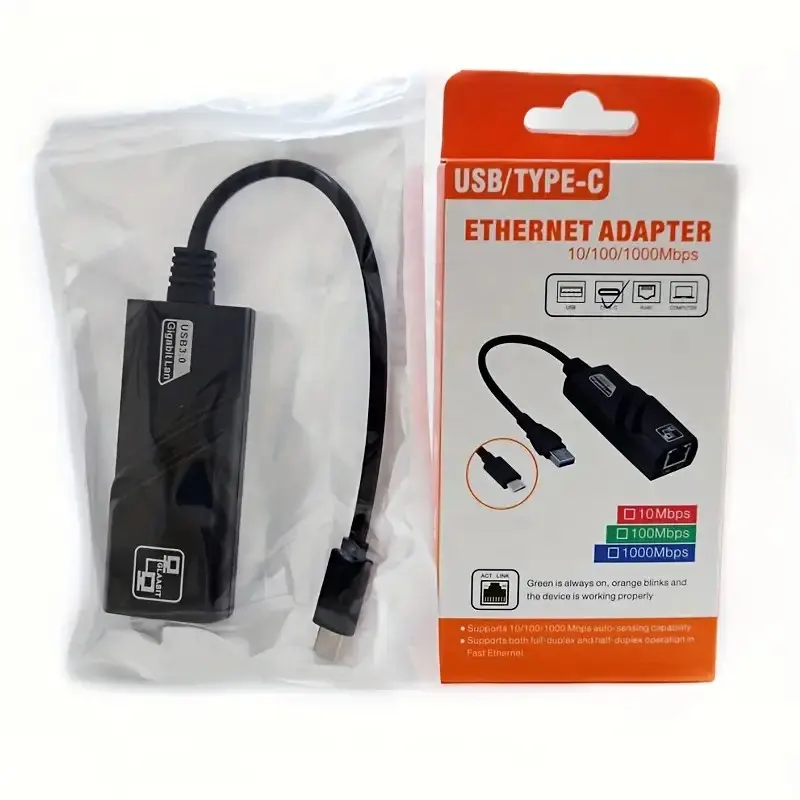 USB3.0/ TYPE-C à 10/100/1000Mbps Rj45 Lan adaptateur Ethernet carte réseau avec boîte d'emballage de détail
