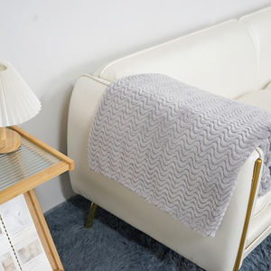 Soft Fleece <b>Throw</b> Blanket for Couch, Cozy Blankets with Decorative Wave Textured Suitable for All Season Use - Product Image 2