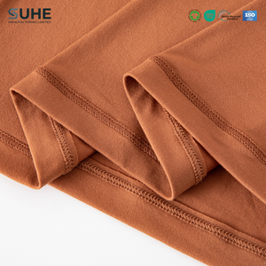 T-shirt ajusté à manches longues pour femme SUHE, col rond sans couture, coupe slim, chemise de base extensible et douce pour tous les jours, streetwear - Product Image 6