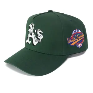 Automne et hiver lettre broderie logo vert coton tissu mode dames sport 5 panneau casquette de baseball chapeau