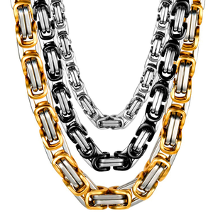 Punk Acero inoxidable 4mm/5mm/6mm/7mm/8mm/10mm enlace Rey Emperador cadena <span class=keywords><strong>de</strong></span> eslabones bizantinos collares cadena bizantina acero inoxidable - Product Image 1