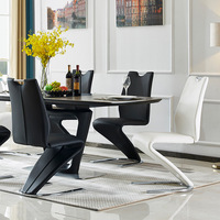 Chaises de bureau et de salle à manger modernes en métal en forme de Z de haute qualité avec revêtement en cuir pour environnements de travail décontractés, bureaux à domicile et salles à manger