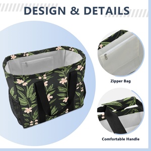 Sac fourre-tout réutilisable directement de l'usine avec imprimé fleurs hawaïennes, logo personnalisé, grande capacité, imperméable, sac de plage - Product Image 4