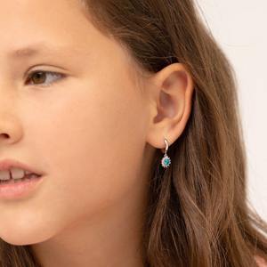 ต่างหูแบบห้อยสำหรับเด็กผู้หญิงต่างหูเซอร์โคเนียรูปหัวใจ925เงินสเตอร์ลิง14K ชุบทองสำหรับเด็ก - Product Image 3