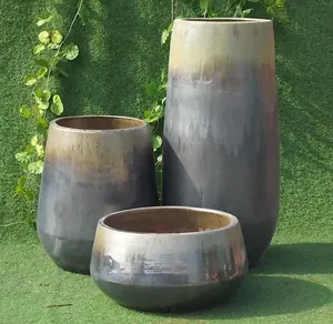 Conjunto de vasos para plantar flores em cerâmica e terracota, grande, com design europeu, para decoração de casa, berçário ou quarto, revestido para plantio
