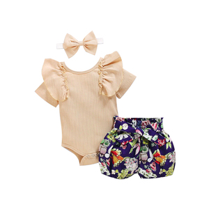 Personalizzazione <span class=keywords><strong>set</strong></span> di abbigliamento per bambini estate ropa de bebe stampa vestiti per bambini tutina 100% cotone 3 pezzi <span class=keywords><strong>set</strong></span> pagliaccetto per ragazzi e ragazze - Product Image 5