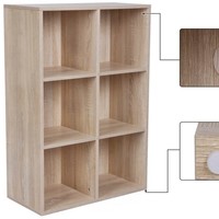 Armoire de rangement pour meubles de maison à six compartiments de couleur bois clair pour la chambre d'enfant, jouets et articles divers, présentoir créatif
