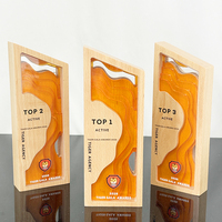 Trophée en bois acrylique orange, plaque en bois MH-FJ0203