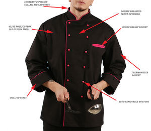 Giacca da Chef Personalizzata Unisex di Alta Qualità con Maniche Lunghe in Cotone per Hotel e Ristoranti - Product Image 3