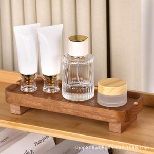 Wooden <b>Bathroom</b> Storage Rack Rectangular Solid Wood Desktop Organizer Durable Freestanding Scented <b>Candle</b> Holder Decorative - Product Image 1