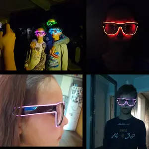 2024 แว่นตา LED ที่ขายดีที่สุดโลโก้ที่กําหนดเองกระพริบ LED EL แว่นตา Light Up แว่นตากันแดดสําหรับงานปาร์ตี้