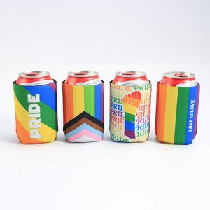 Funda de Neopreno Aislante para Latas con Logotipo Personalizado OEM de Fábrica, Reutilizable, con Patrón de Letras, Cierre de Cremallera Impermeable, Portátil - Product Image 1
